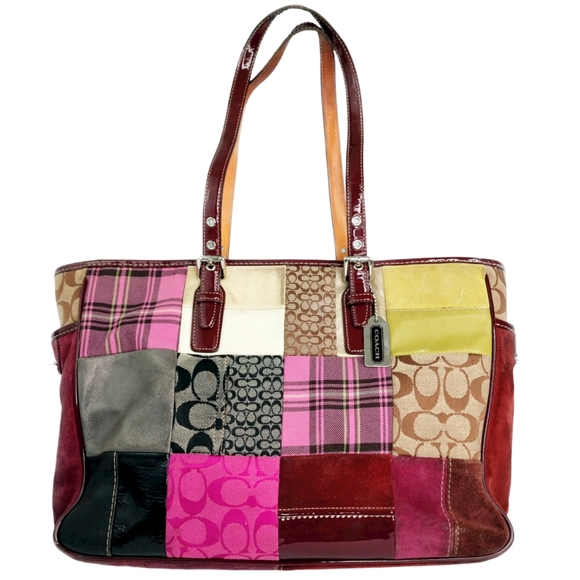 Coach Handbags - Coach Large Suede Leather Patchwork Tote G04Q-1437